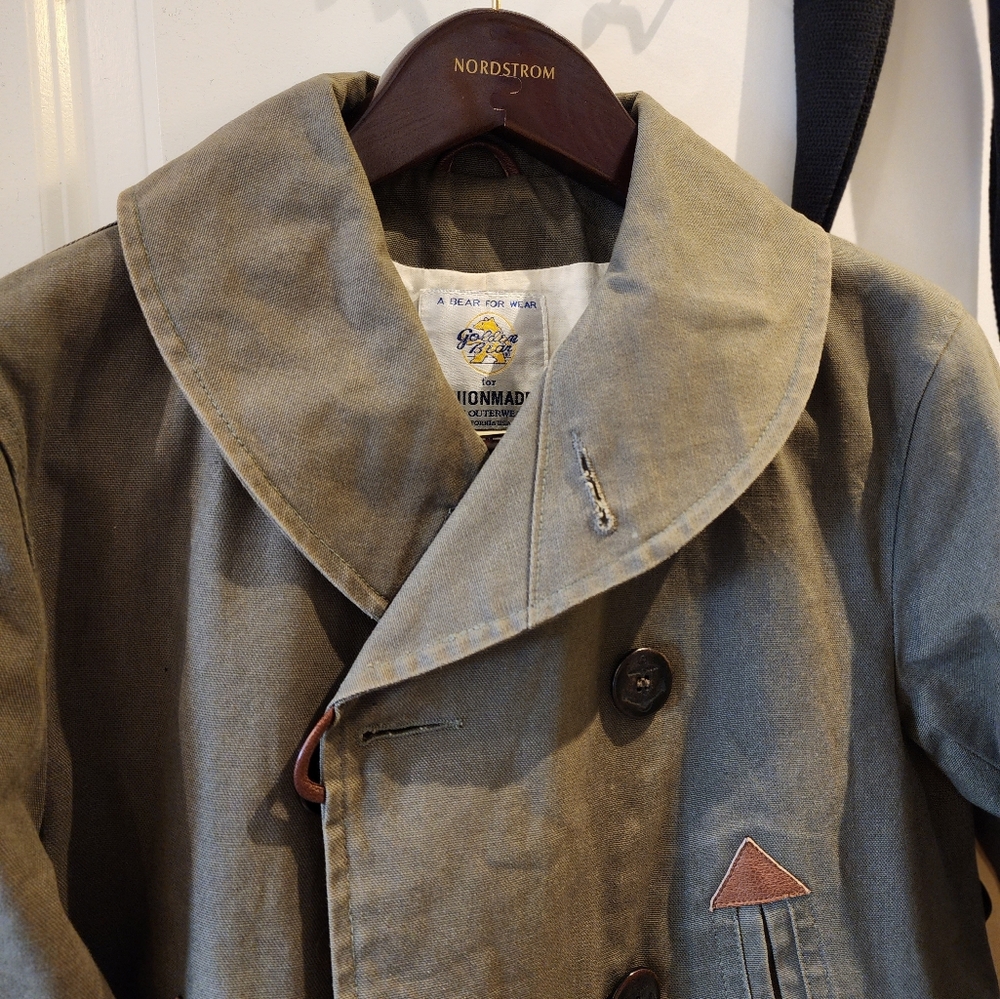 Golden Bear x Unionmade Canvas Military Jacket Shawl Collar Peacoat